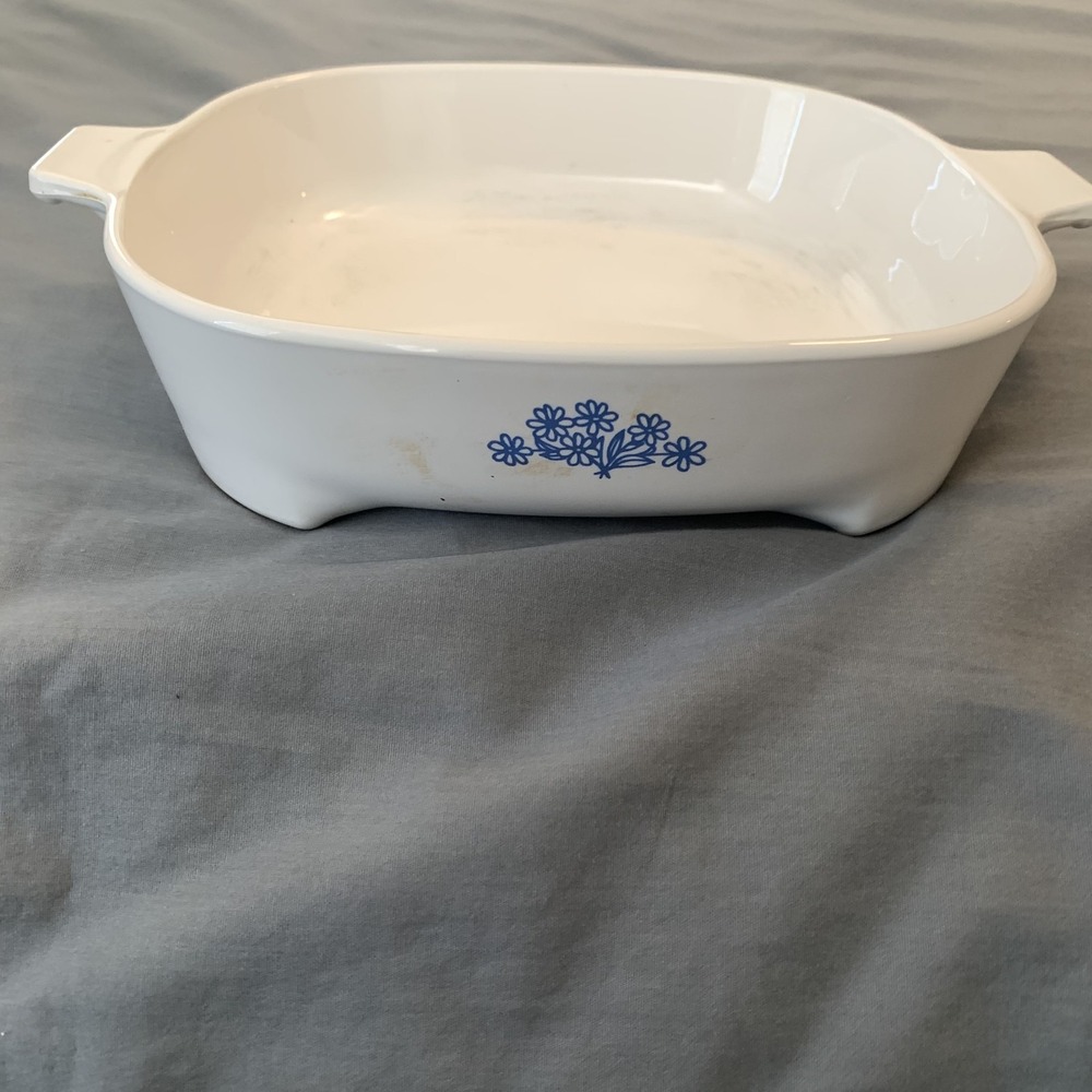 Vintage Corning Ware Browner Grille Blue Cornflower 68-8000 Montgomery Ward Dish